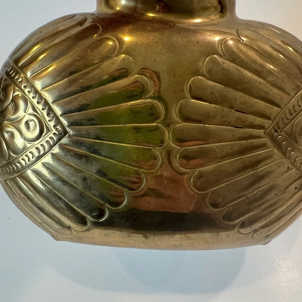 Brass Made in India Squatty Vase Embossed